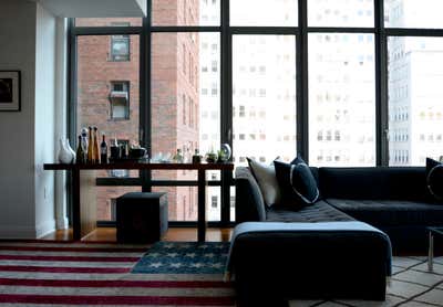  Mid-Century Modern Apartment Living Room. Tribeca Highrise by Sasha Bikoff Interior Design.