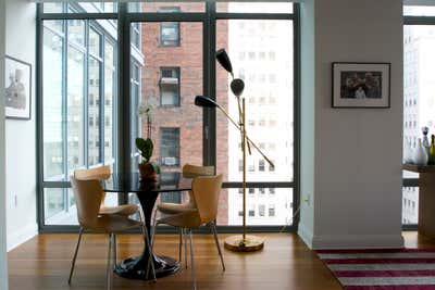  Mid-Century Modern Apartment Dining Room. Tribeca Highrise by Sasha Bikoff Interior Design.