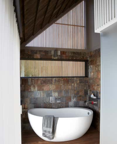 Modern Beach House Bathroom. Wainscott Beach Home by Damon Liss Design.