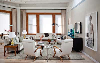  Mid-Century Modern Living Room. Hudson Street Loft by Damon Liss Design.