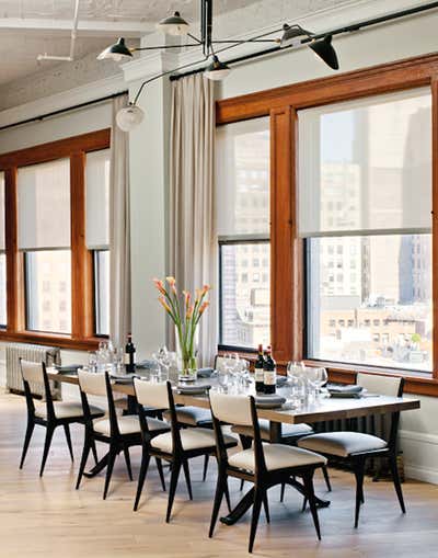 Mid-Century Modern Dining Room. Hudson Street Loft by Damon Liss Design.