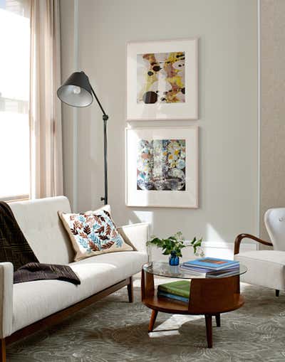  Mid-Century Modern Family Home Living Room. Hudson Street Loft by Damon Liss Design.
