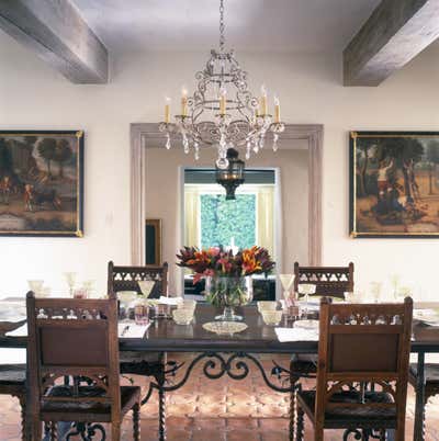  Mediterranean Family Home Dining Room. Beverly Hills Andalusian by Annie Kelly Art + Design.