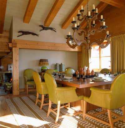  Rustic Vacation Home Dining Room. Chalet in Switzerland by Philip Hooper by Sibyl Colefax & John Fowler.