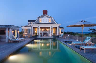  Coastal Beach House Patio and Deck.  Residence in East Quogue by Robert A.M. Stern Architects.