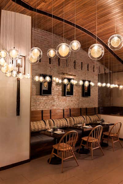 Modern Restaurant Dining Room. Q Restaurant by Brown Design Group.