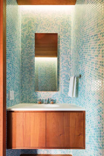  Modern Vacation Home Bathroom. Hampton MCM by Tamara Eaton Design.