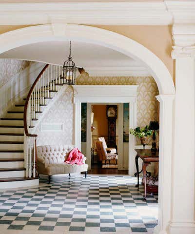  Traditional Family Home Entry and Hall. Horse Country Classic by Suzanne Rheinstein & Associates.