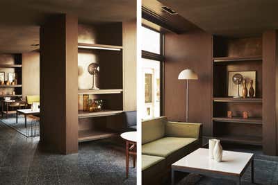  Mid-Century Modern Hotel Workspace. The Robey by Nicolas Schuybroek Architects.