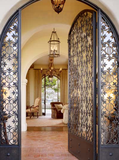  Mediterranean Family Home Entry and Hall. Carmel Valley Residence by Tucker & Marks.