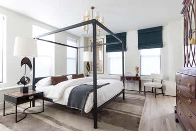 Transitional Apartment Bedroom. CHELSEA PENTHOUSE by Drew McGukin Interiors.