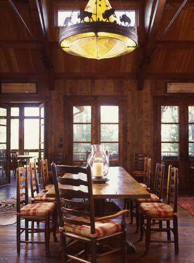 Rustic Country House Dining Room. Family Ranch by Tucker & Marks.