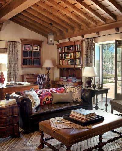  Mediterranean Rustic Family Home Office and Study. Ridgetop Villa by Tucker & Marks.