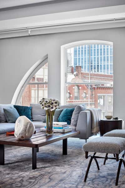  Mid-Century Modern Apartment Living Room. Tribeca Triplex by Damon Liss Design.