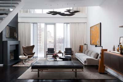 Modern Bachelor Pad Living Room. GREENWICH VILLAGE PENTHOUSE by Studio Hus.