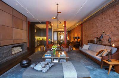  Industrial Living Room. A Tribeca Loft by Scarpidis Design.
