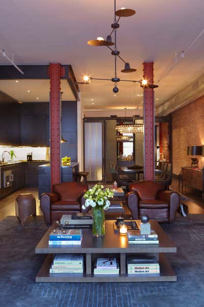  Industrial Living Room. A Tribeca Loft by Scarpidis Design.