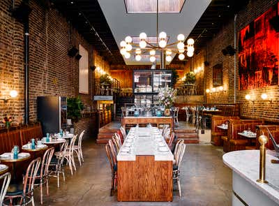 Transitional Restaurant Dining Room. Sadelle's by Ken Fulk Inc..