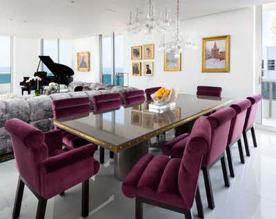 Contemporary Beach House Dining Room. Miami Beach Ocean front Penthouse by Brown Davis Architecture & Interiors.