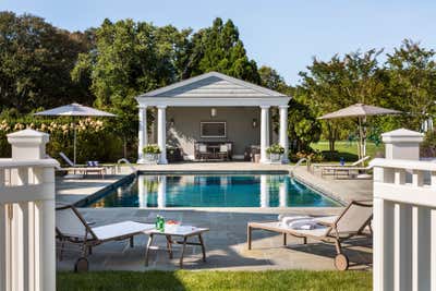 Contemporary Vacation Home Patio and Deck. On Georgica Pond by David Kleinberg Design Associates.