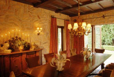  Mediterranean Family Home Dining Room. Eco-Friendly Estate by Timothy Corrigan, Inc..