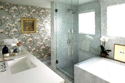  Hollywood Regency Family Home Bathroom. Southern Roots California Cool by Barrie Benson Interior Design.