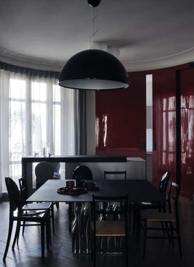  French Contemporary Family Home Dining Room. Rue Benjamin Franklin by Rabih Hage.
