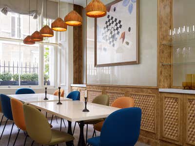  Mid-Century Modern Restaurant Dining Room. CHESS CLUB, Mayfair by Fran Hickman Design & Interiors .