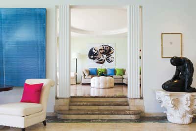  Coastal Family Home Living Room. Miami Beach Art Deco Residence by Brown Davis Architecture & Interiors.