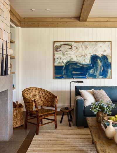  Coastal Vacation Home Living Room. San Juan Island Retreat by Kylee Shintaffer Design.