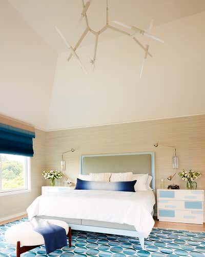 Contemporary Beach House Bedroom. Water Mill Residence by Amy Lau Design.