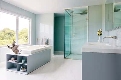 Contemporary Beach House Bathroom. Water Mill Residence by Amy Lau Design.