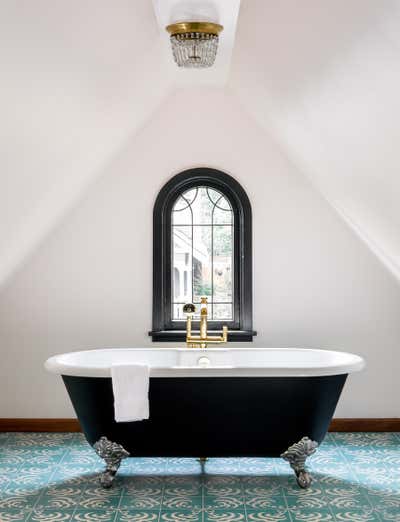  Bohemian Family Home Bathroom. Modern Tudor  by JHL Design.
