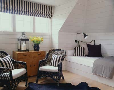  Eclectic Vacation Home Bedroom. Smith Lake Project by Andrew Brown Interiors.