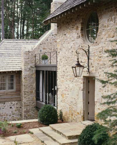  English Country Modern Vacation Home Exterior. Smith Lake Project by Andrew Brown Interiors.
