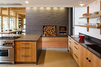  Mid-Century Modern Organic Country House Kitchen. Lake House by JHL Design.