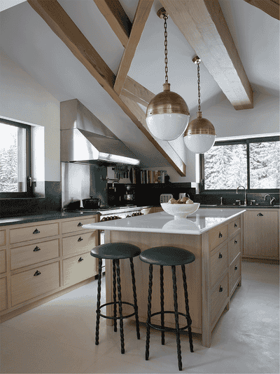 Eclectic Vacation Home Kitchen. Ski Chalet by Bryan O'Sullivan Studio.