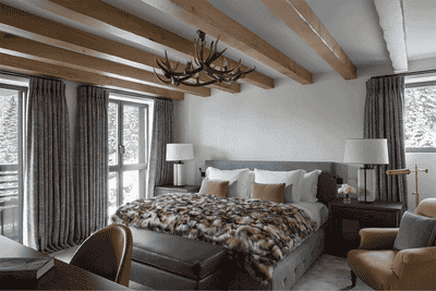  Eclectic Vacation Home Bedroom. Ski Chalet by Bryan O'Sullivan Studio.