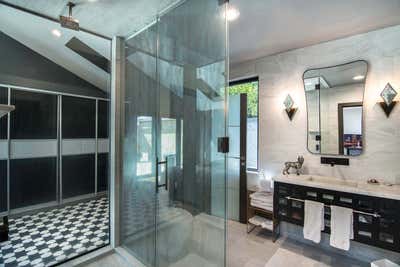 Modern Bachelor Pad Bathroom. Culver City, Tiny House by Kari Whitman Interiors.