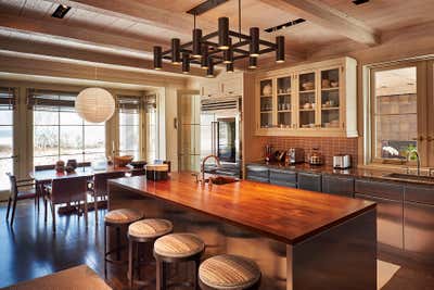 Rustic Vacation Home Kitchen. New Colonial Saltbox by Michael S. Smith Inc..
