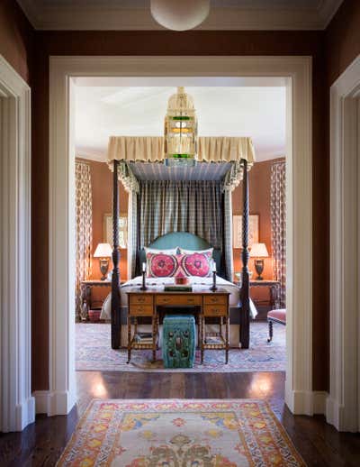  Moroccan Transitional Family Home Bedroom. American English by Michael S. Smith Inc..