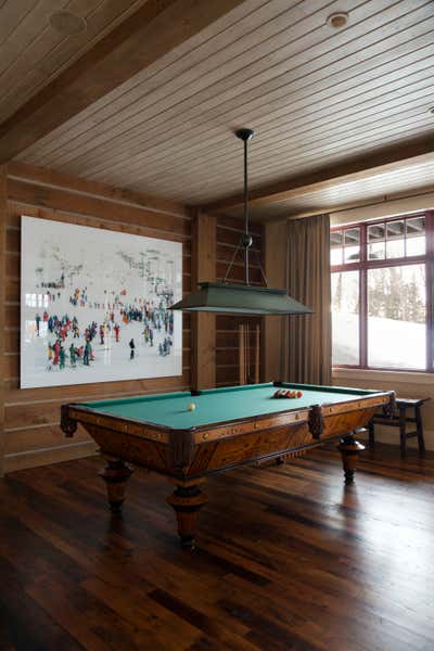  Rustic Minimalist Vacation Home Bar and Game Room. Mountain Modern by Michael S. Smith Inc..