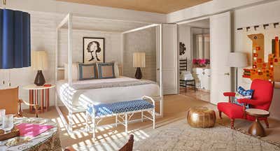  Eclectic Coastal Hotel Bedroom. The Parker Palm Springs by Jonathan Adler.