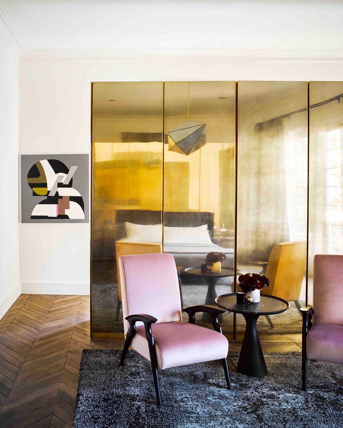 Master Bedroom Brass Wardrobe And Tv Cabinet By