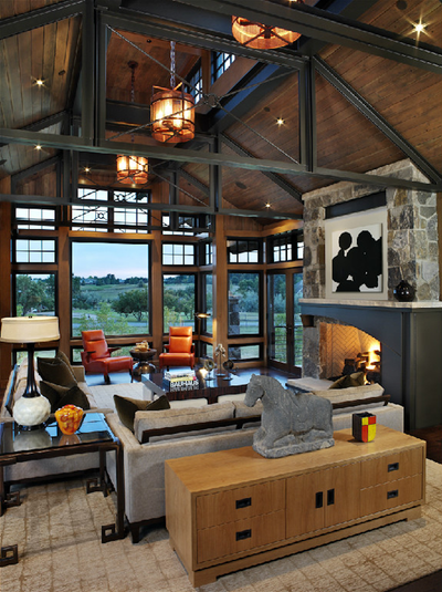  Rustic Family Home Living Room. Contemporary in Cherry Hills by Comstock Design.