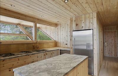 Coastal Vacation Home Kitchen. Andrew Geller House by All Things Dirt.