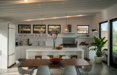 Modern Vacation Home Kitchen. Fresh Pond Waterfront by All Things Dirt.