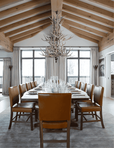 Eclectic Vacation Home Dining Room. Ski Chalet by Bryan O'Sullivan Studio.