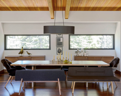 Modern Vacation Home Dining Room. Sugar Bowl | Mountain Retreat by Maca Huneeus Design.