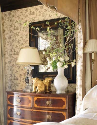  English Country Family Home Bedroom. British Townhome by J. Randall Powers Interior Decoration.